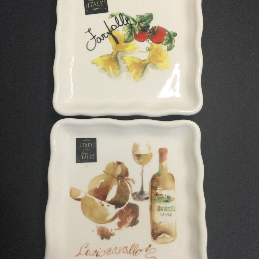 Effetti Italian Pasta Ceramic Square Plates Set of 2. Made in Italy 🇮🇹